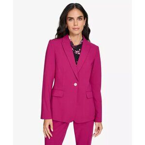 Calvin Klein Women's One-Button Lined Business Blazer/Jacket Mulberry Sz 4 NWT